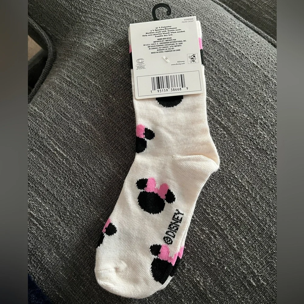 Disney Minnie Mouse White and Pink Kids Socks